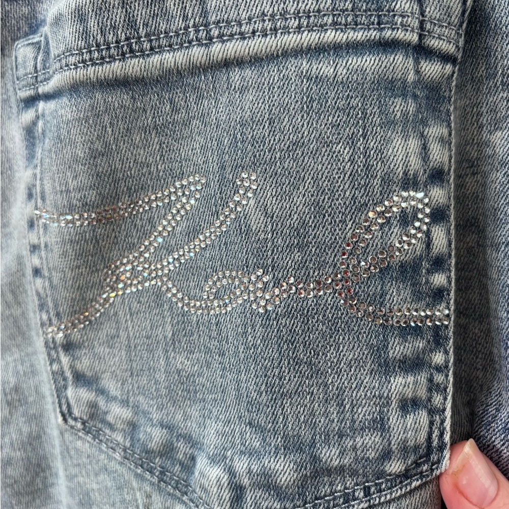 Karl Lagerfeld NWT Light Blue Glitzy Crop Jeans - Picture 11 of 11